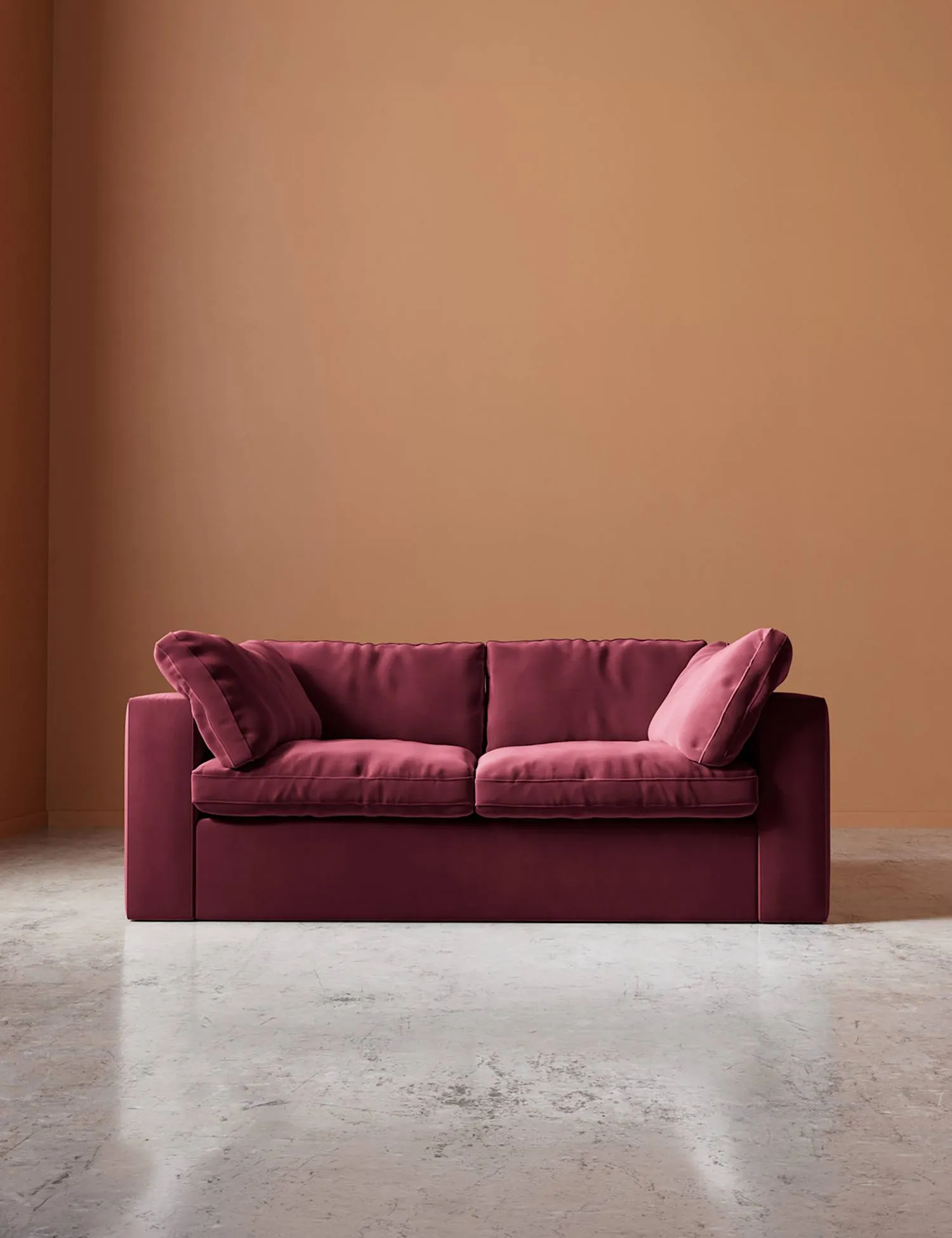 Swoon Velvet 2 Seater Sofa Burgundy