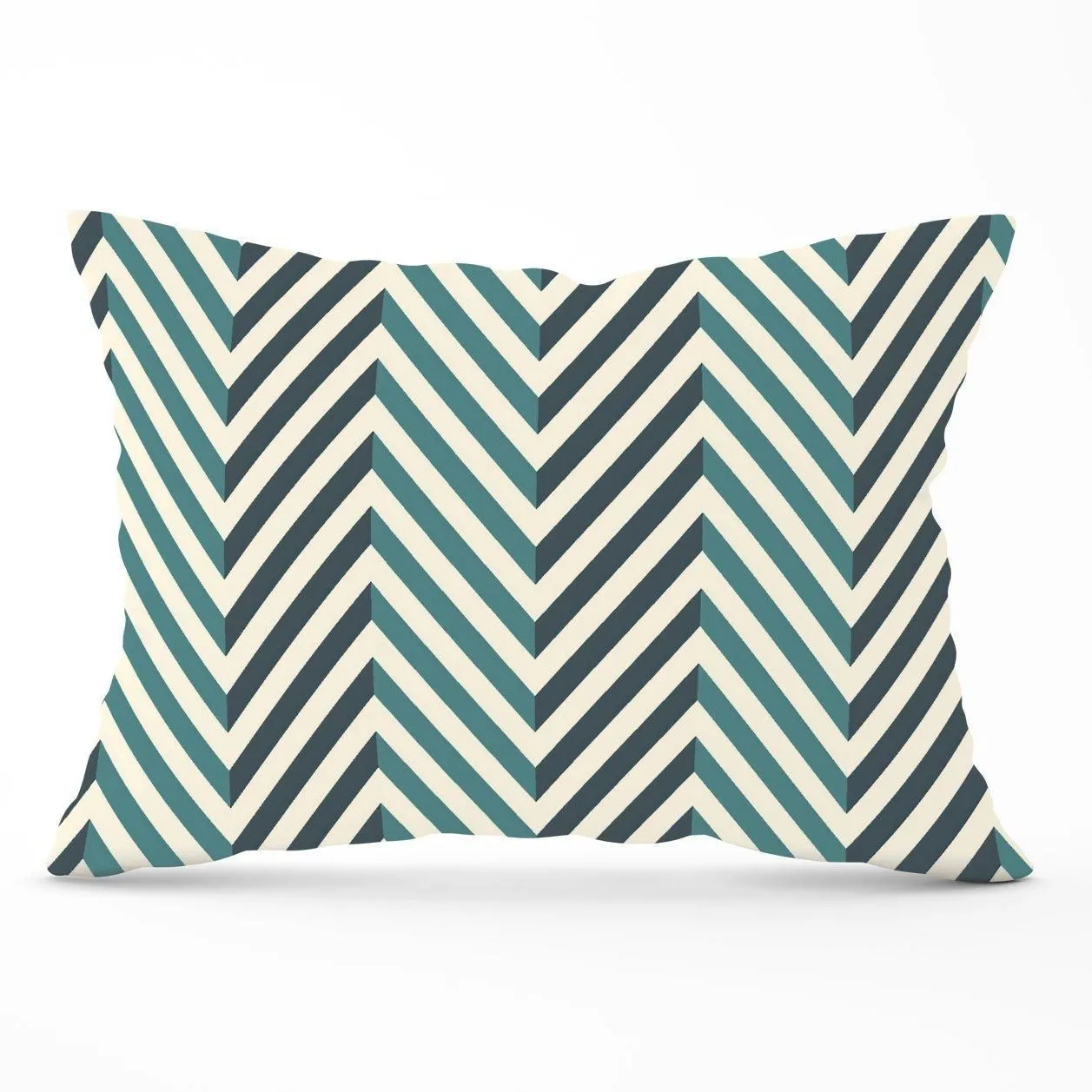Warren Reed - Designer Geometric Herringbone Chevron Blues Cushions in Green