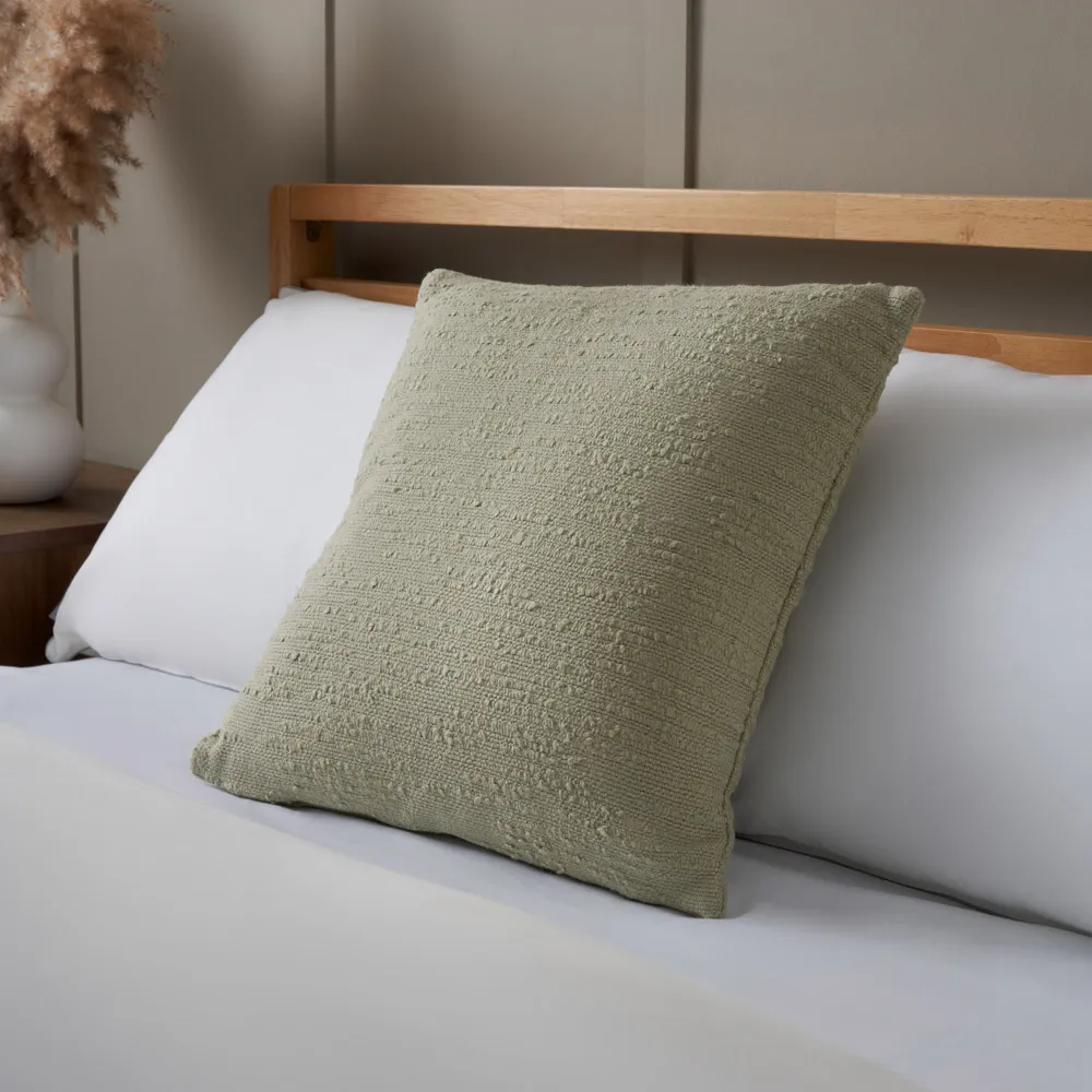 Textured Slub Cushion, Green 1
