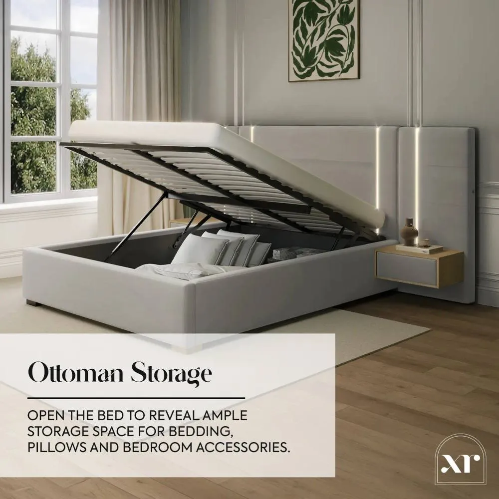 X Rocker Amelia Ottoman Hotel Bed with App-Controlled LED Lights & Bedsides in Grey 4