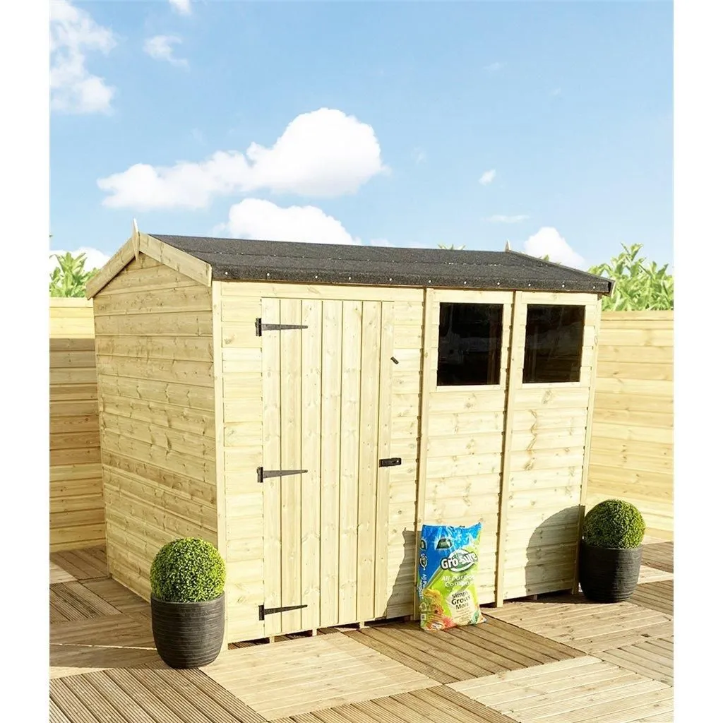 Marlborough 6 x 4 Pressure Treated High Eaves Reverse Apex Shed with Single Door in Natural 2