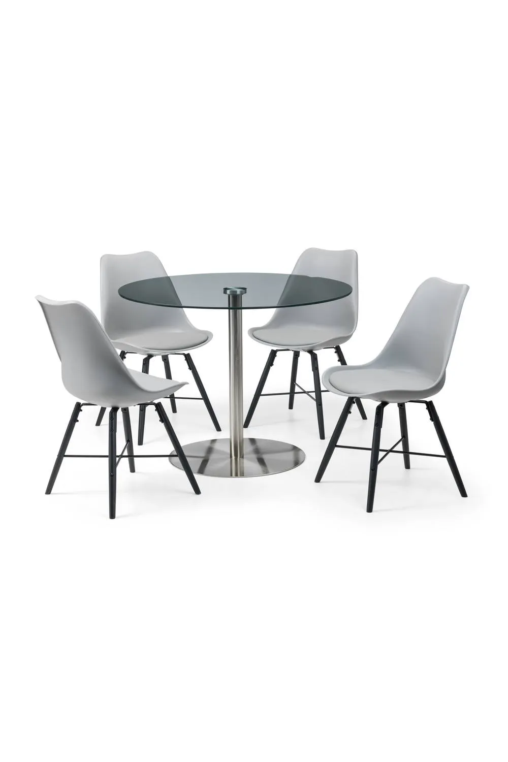 Julian Bowen Milan Round Glass Top Pedestal 4 Seater Dining Table in Silver 4