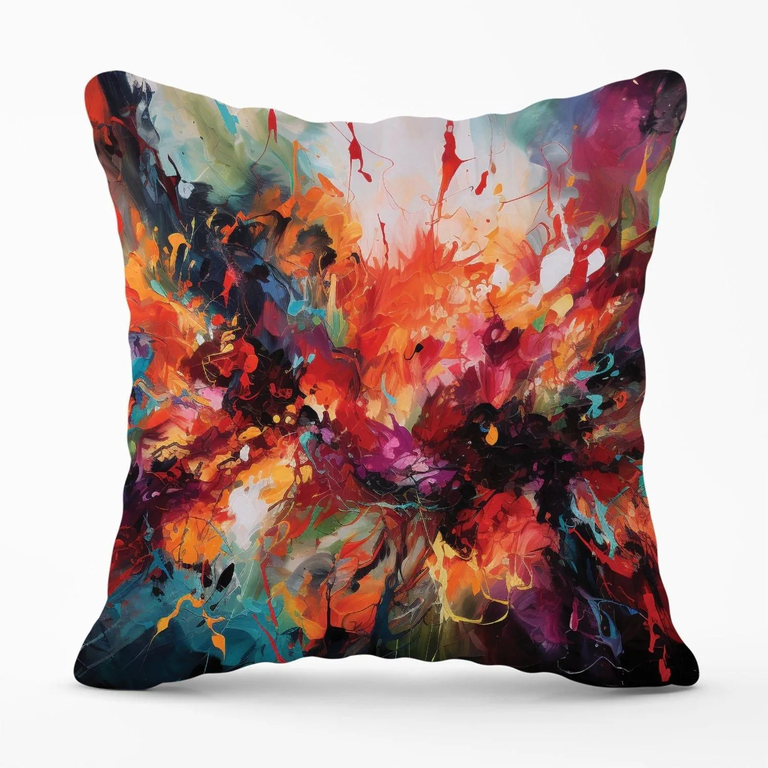 Warren Reed - Designer A Vibrant Abstract Painting Of Halloween Outdoor Cushion in Orange