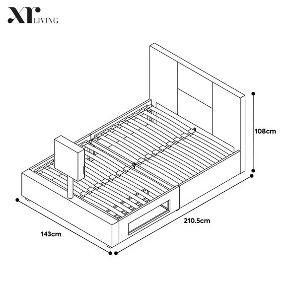 XR Living Ava TV Bed with LED Lights and TV Mount 6