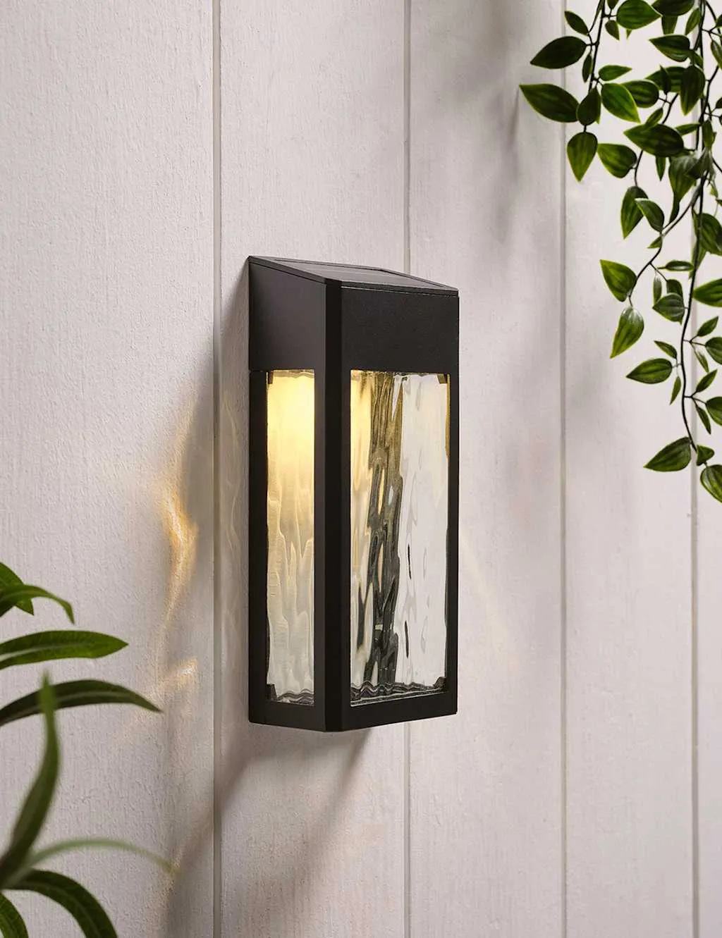 Lights4fun Crackle Solar Wall Light Black
