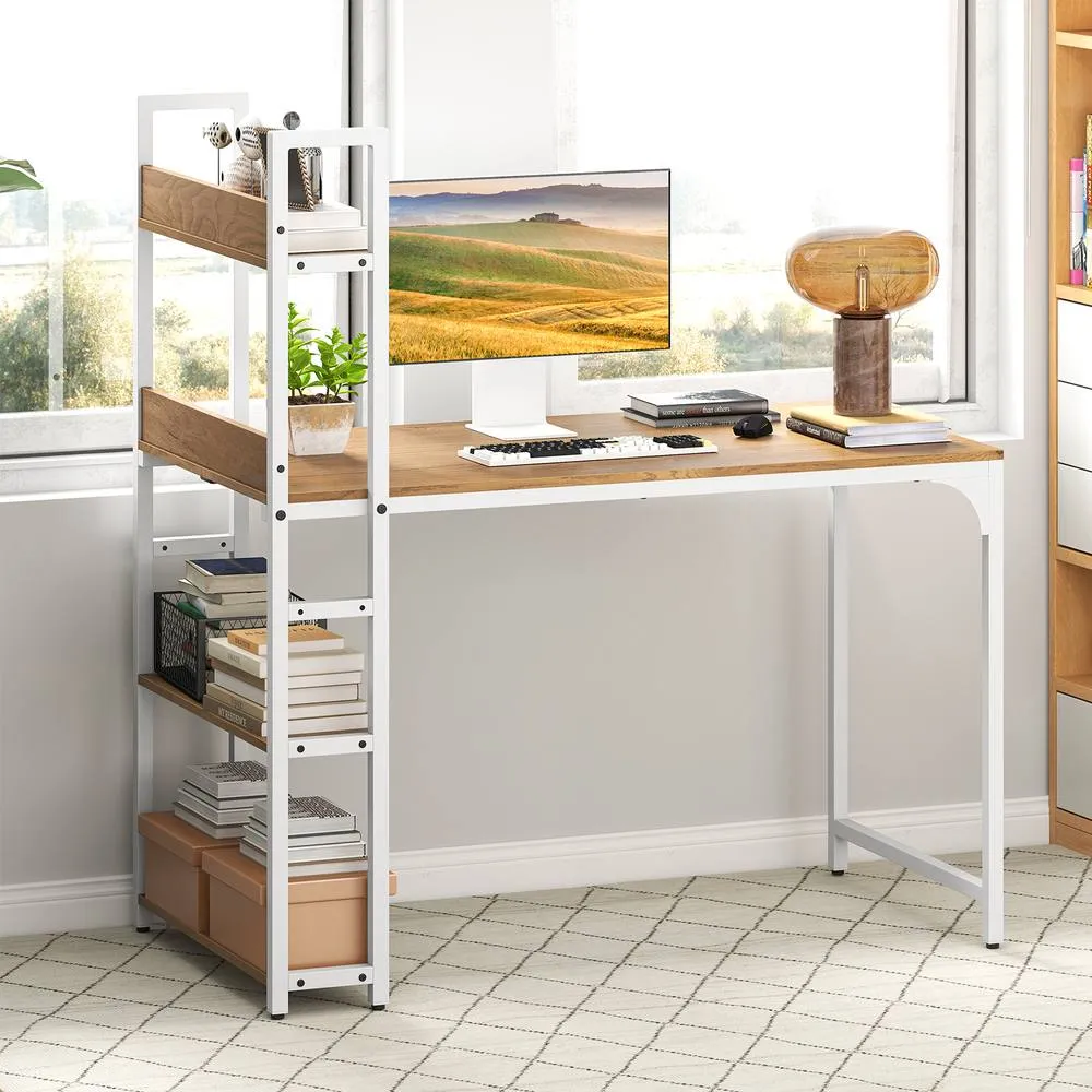 Costway Computer Desk 120 CM Study Writing Desk with Power Strip-Natural in Natural 6
