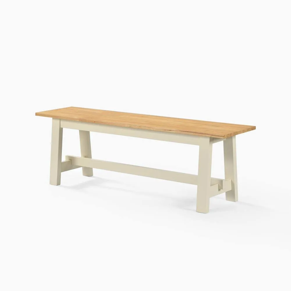FurnitureboxUK Blakeney Oak & Cream Solid Wood Dining Bench 2