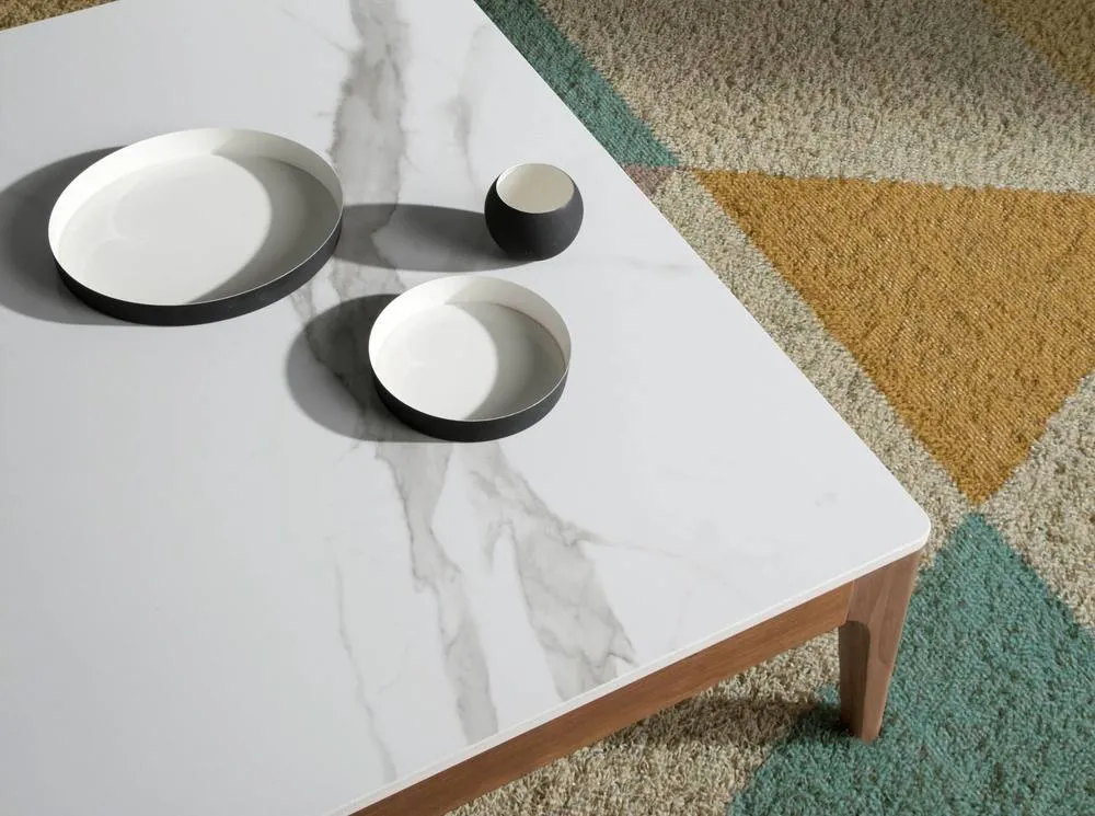 Angel Cerda Square Coffee Table 100x100x30 cm White Porcelain in Brown 5