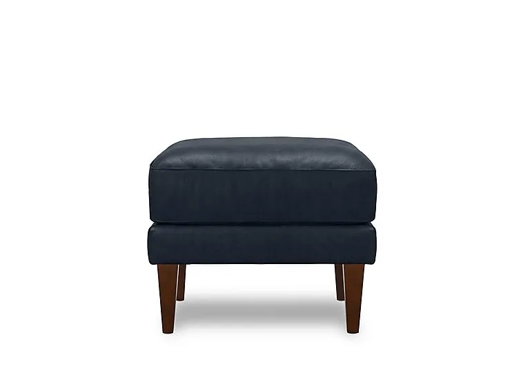 Aspen Leather Wing Chair Footstool - Navy - Sofas and Armchairs