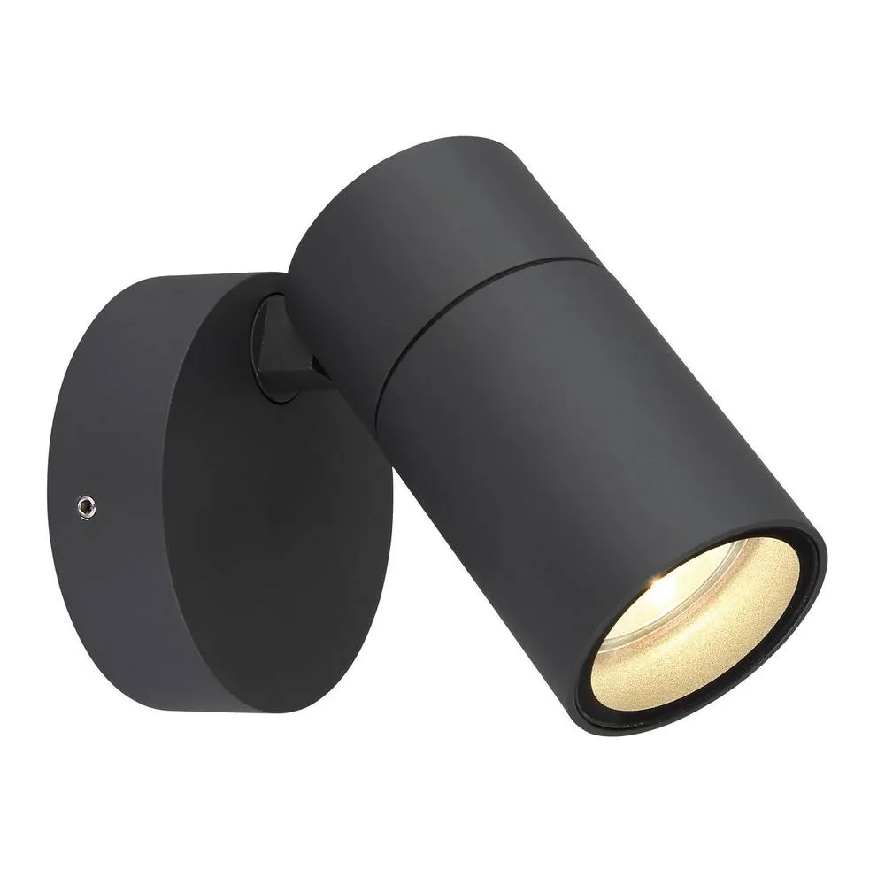 Netlighting Piper Outdoor Spotlight Anthracite Matt IP44 Clear Glass Shade 1x GU10 in Dark Grey