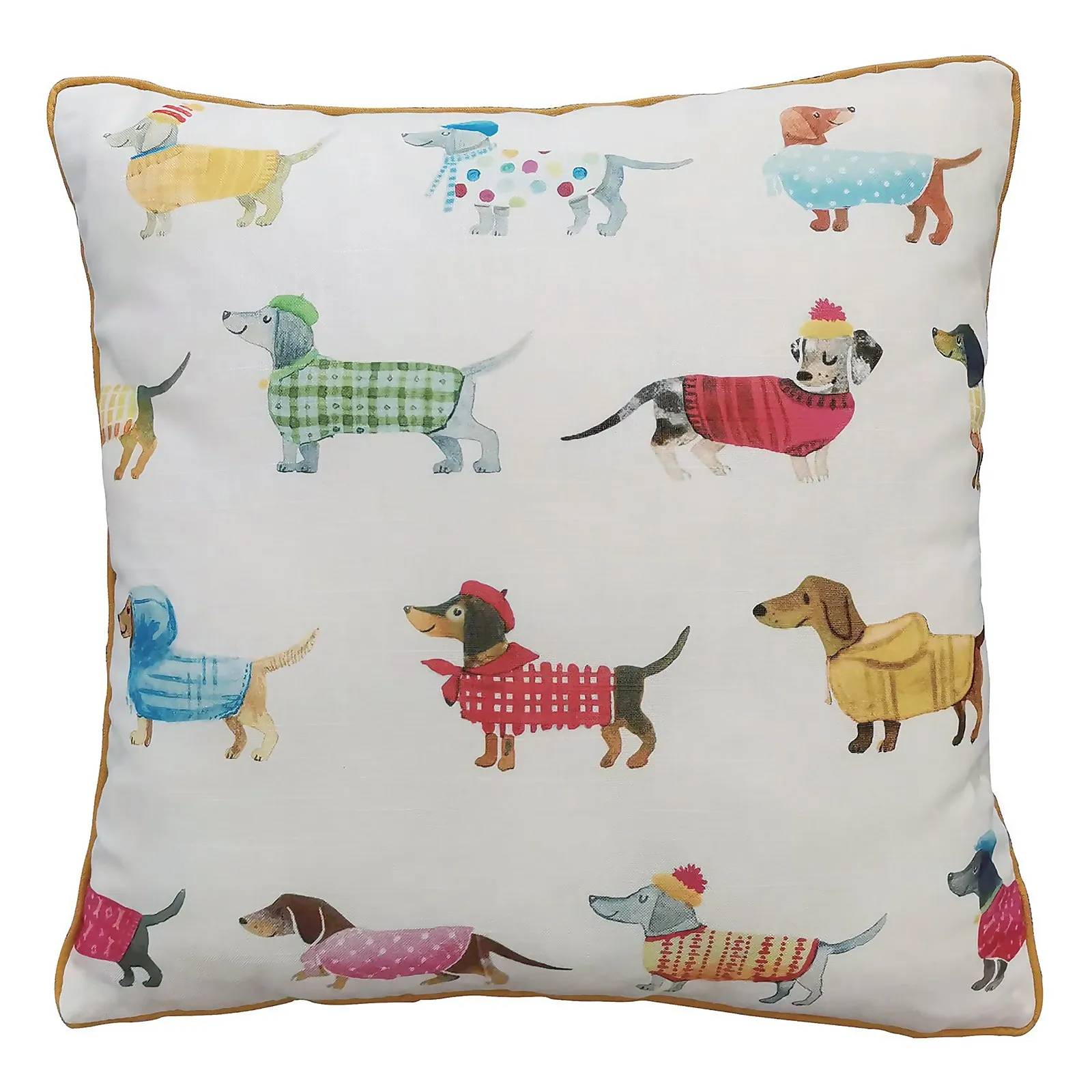 Dog Print Cushion - 45x45cm - Ochre