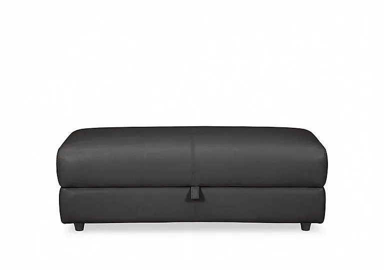 Nest Large NC Leather Storage Footstool - Black