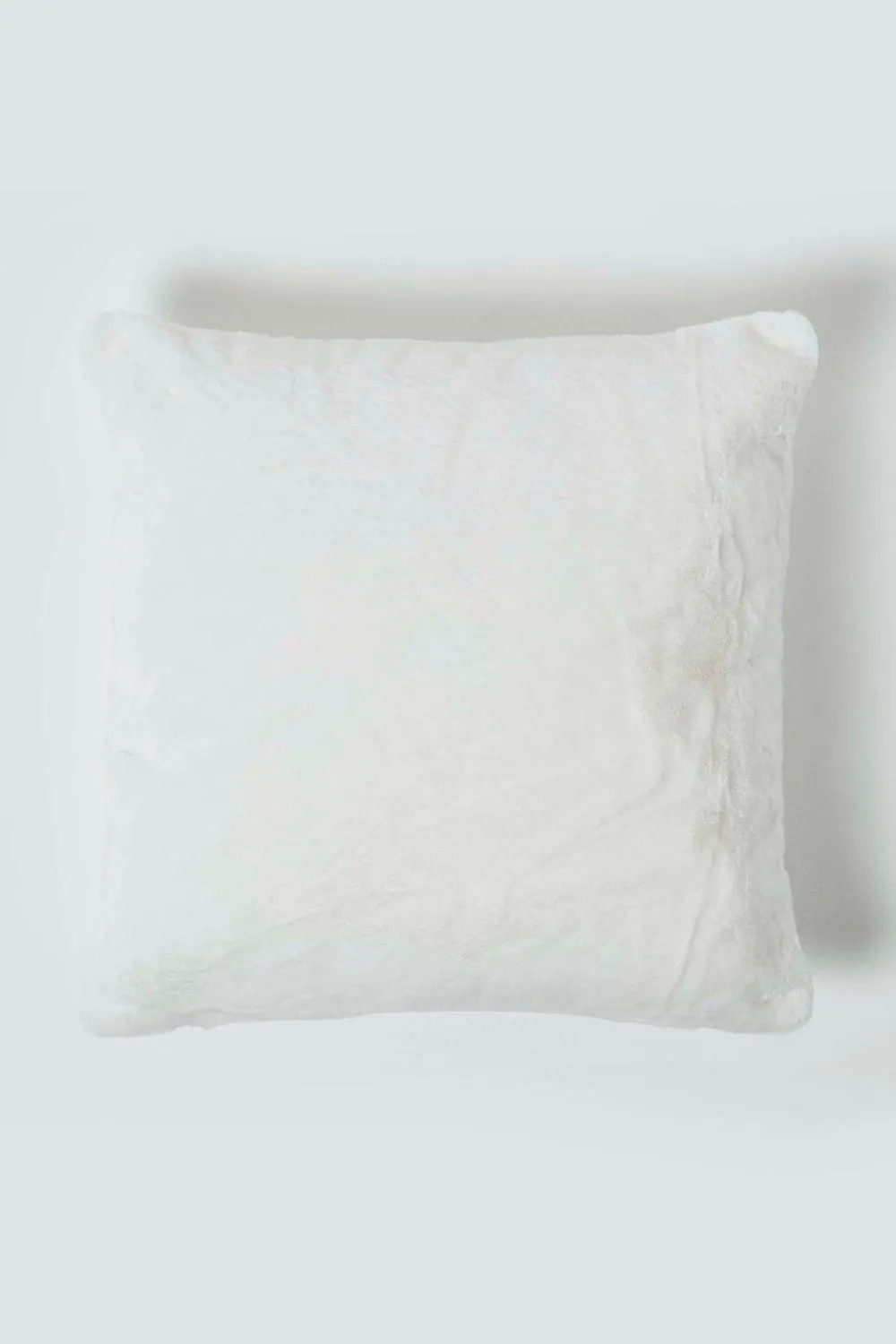 Homescapes Soft Touch Faux Fur Cushion 46 x 46 cm in Ivory 2