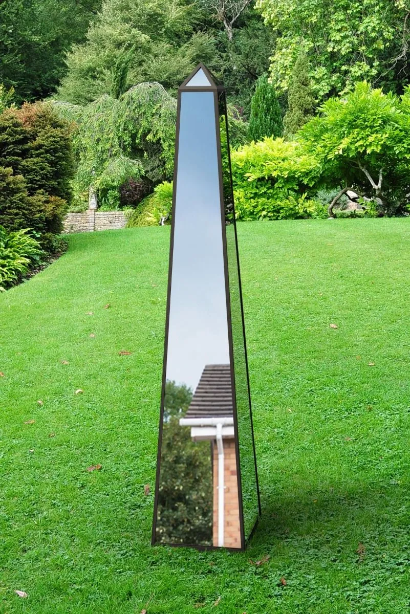 MirrorOutlet Black Metal Edged Mirrored Garden Ornament (150CM X 30CM X 30CM) 2