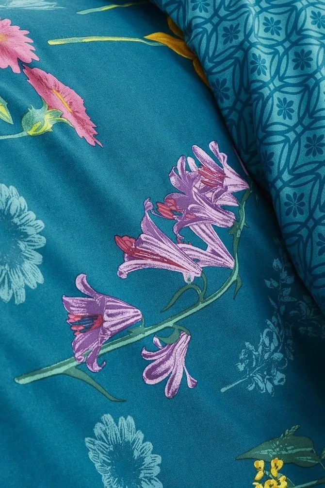Dreams & Drapes 'Ingrid' Geo Print Foulard Duvet Cover Set in Teal 2