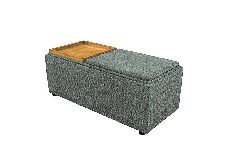 Fabric Storage Bench Tray Stool - Waffle Marine