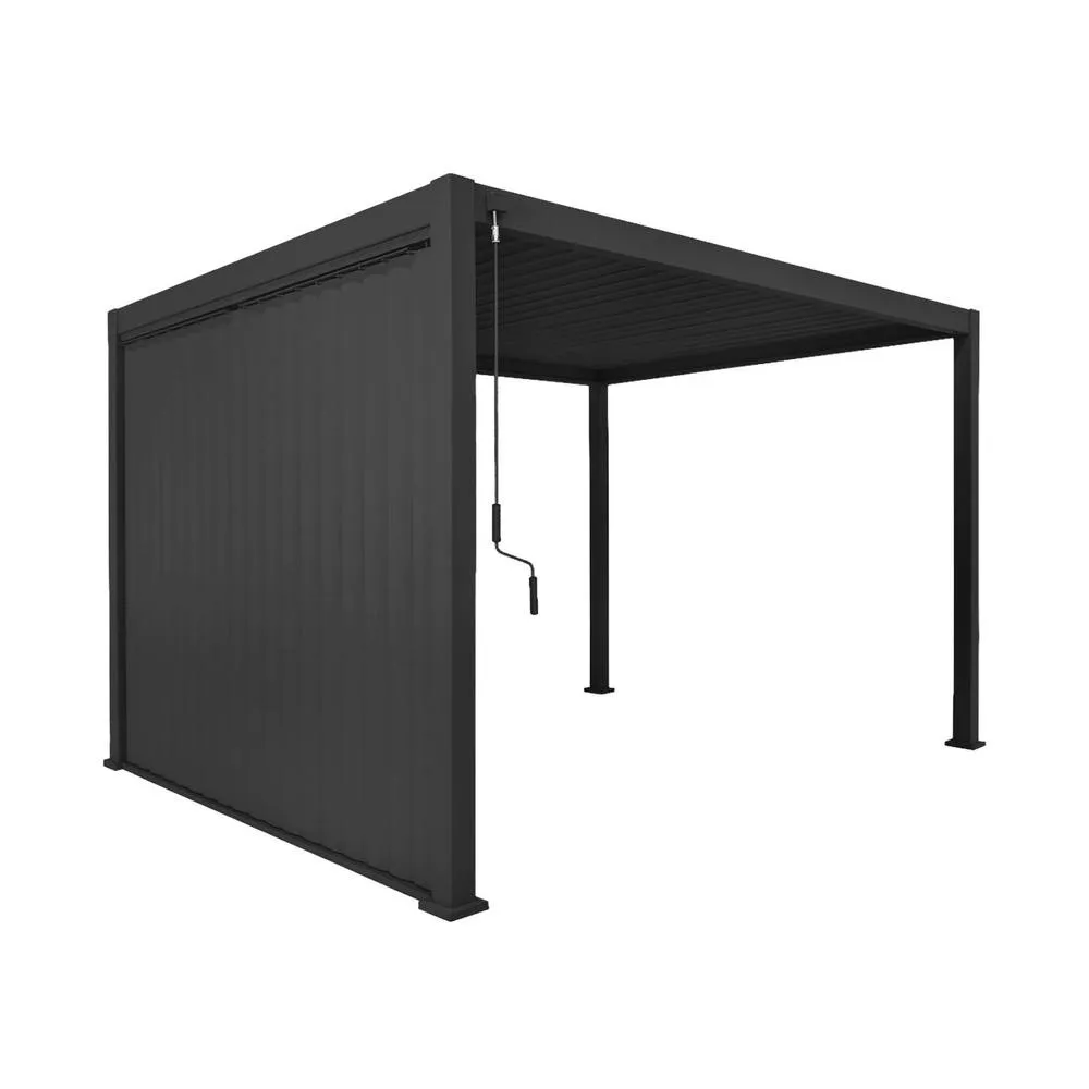 sweeek Louvered pergola 4x3m & 3m vertical adjustable louver panel in Dark Grey 2