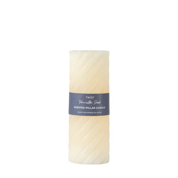 Cedar & Sage Set of 2 Vanilla Twist Pillar Candles 1