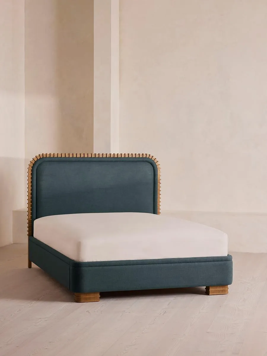 Angus Bed, Super king, Linen, Prussian Blue