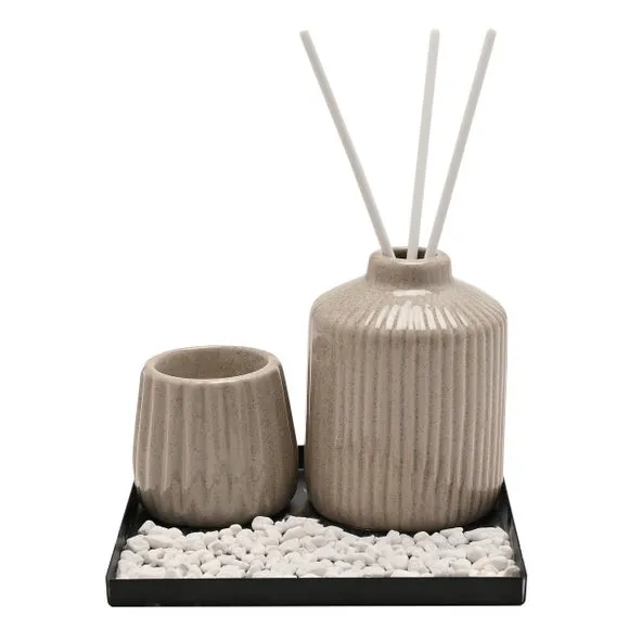 Hestia Ceramic Diffuser & Tealight Holder Set 1