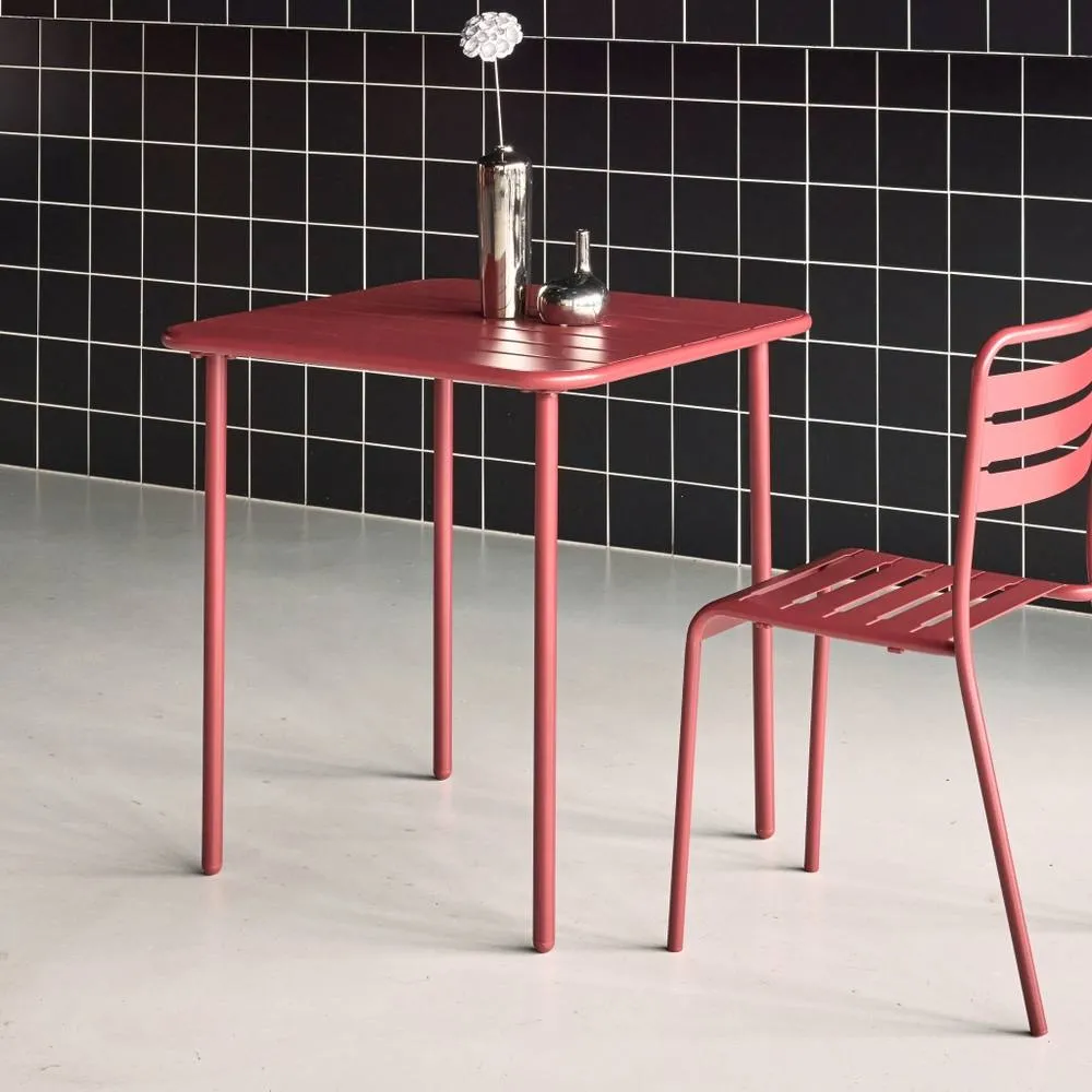 sweeek 2-seater Square Steel Garden Table in Terracotta 4