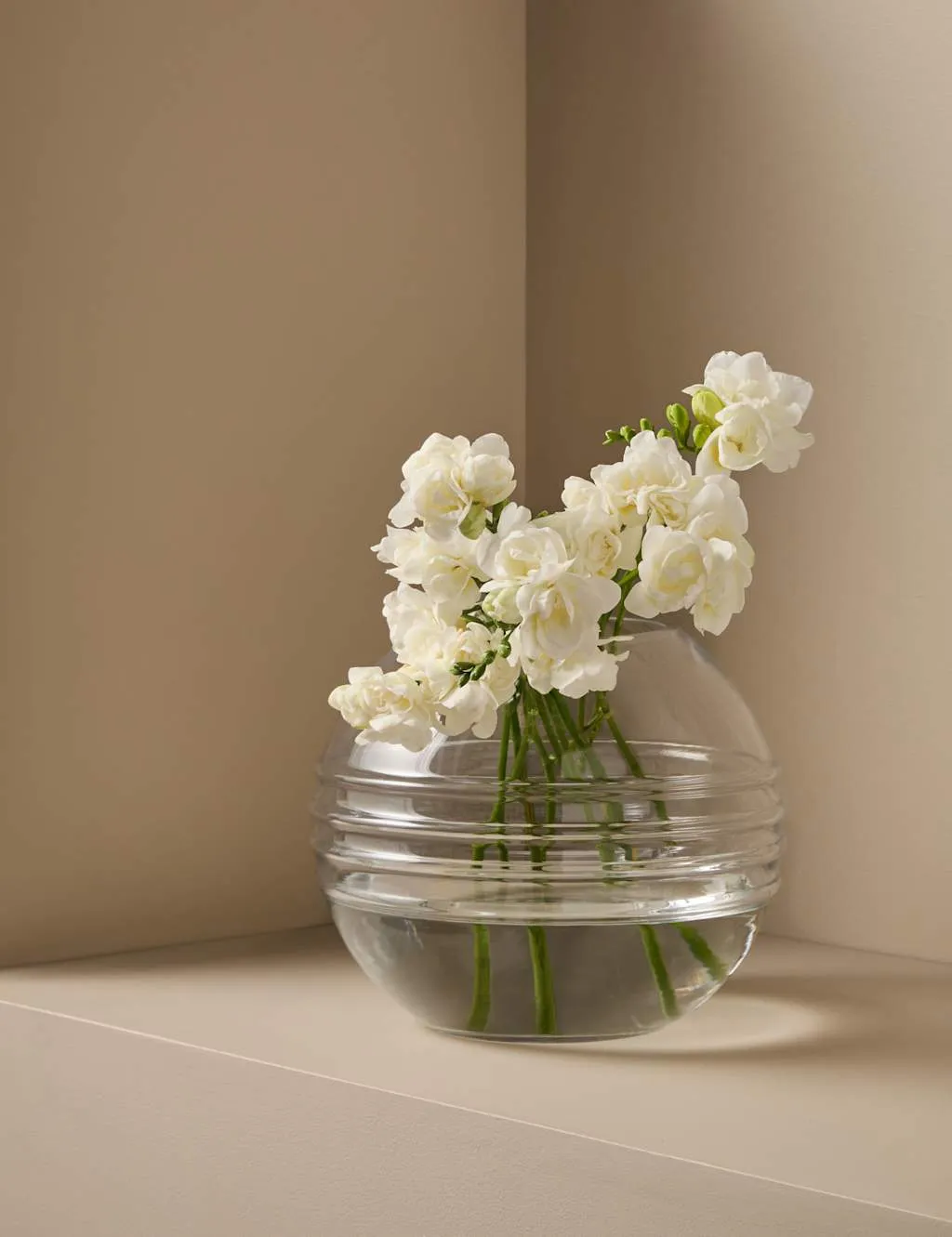 M&S X Kelly Hoppen Textured Globe Glass Vase Clear