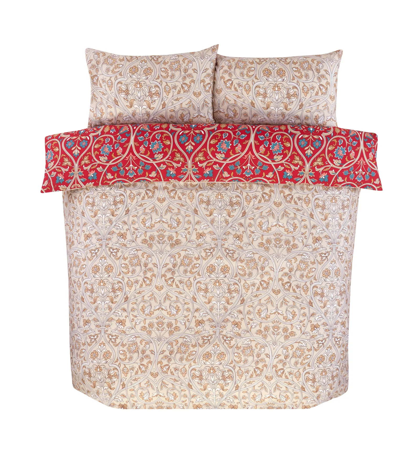 Rapport Home Harrow Microfibre Floral Reversible Duvet Cover Set with Pillowcase in Red 3