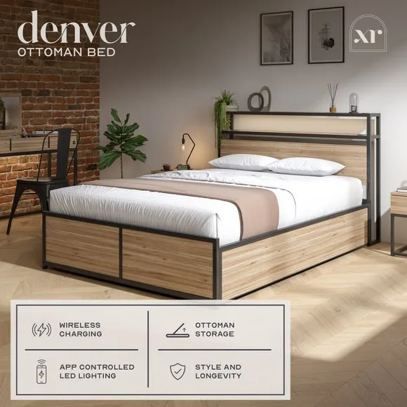 X Rocker Living Denver Ottoman Bed with App Controlled LED Lights 2