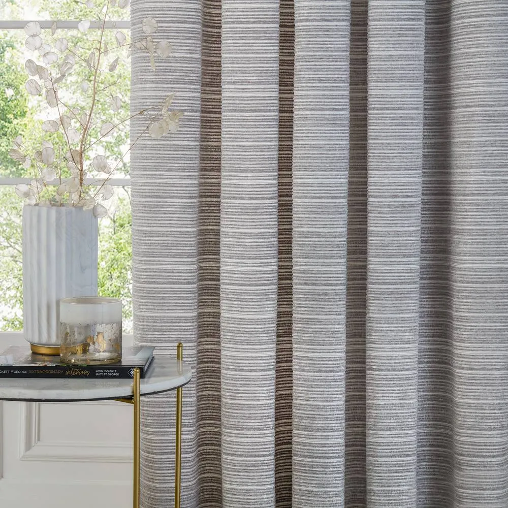 Paoletti Jupiter Chenille Jacquard Eyelet Curtain Pair in Silver 5