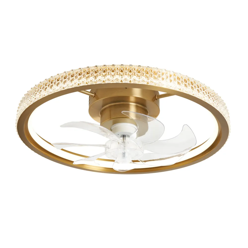 Lyona LED Dimmable Fan Ceiling Light, Brass 1