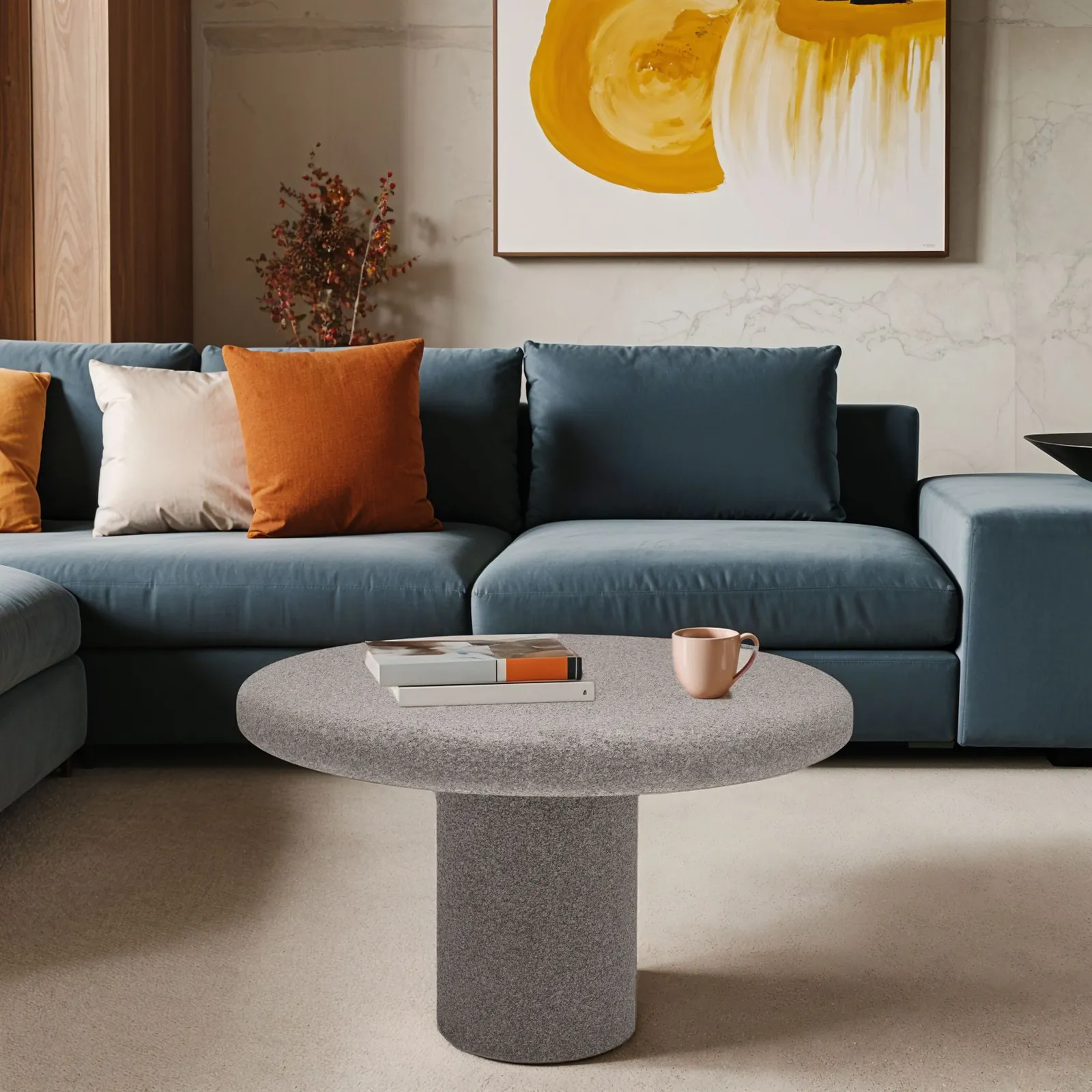 IH Design Udaipur Round Low Coffee Table in Grey 4