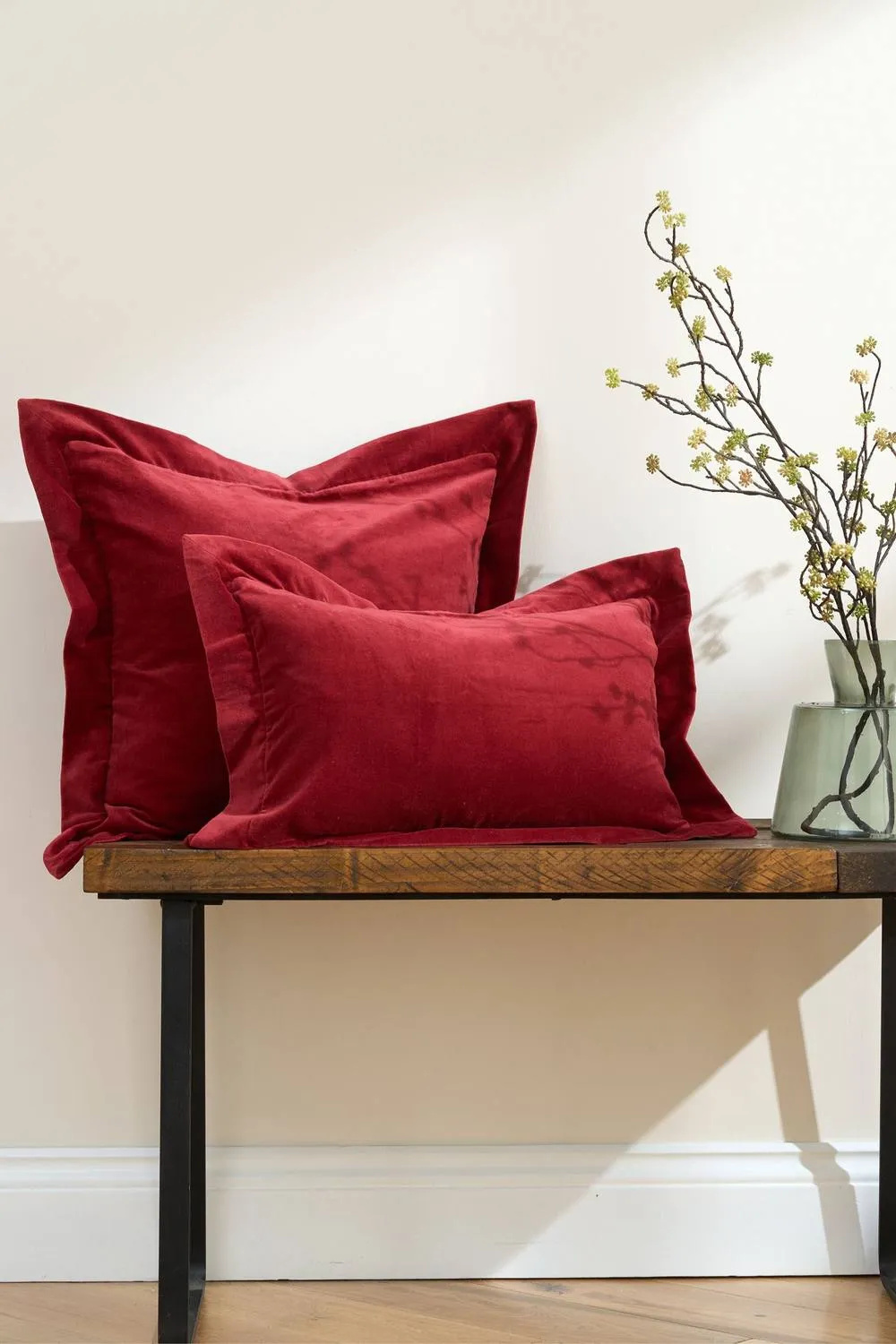 Truly Velvet Flange Square Cushion Cover in Dark Red