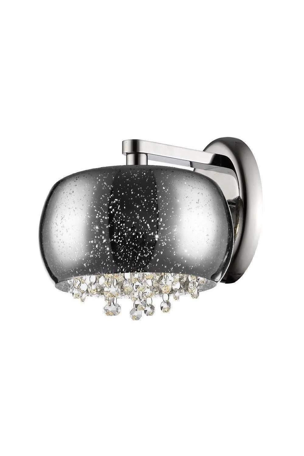 Netlighting Luna 1 Light Wall Lamp Chrome Crystal in Grey