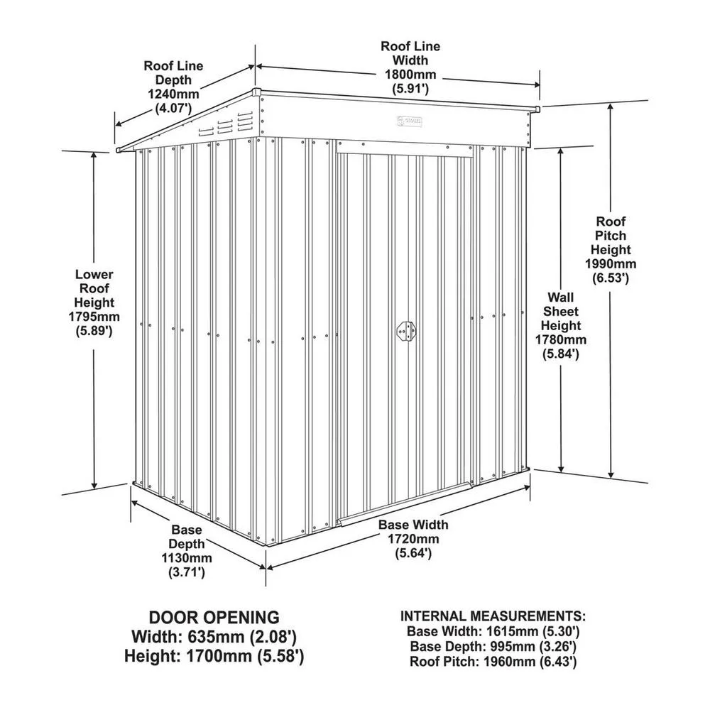Mercia 6 x 3 Feet Globel Pent - Steel/Metal - Grey 4