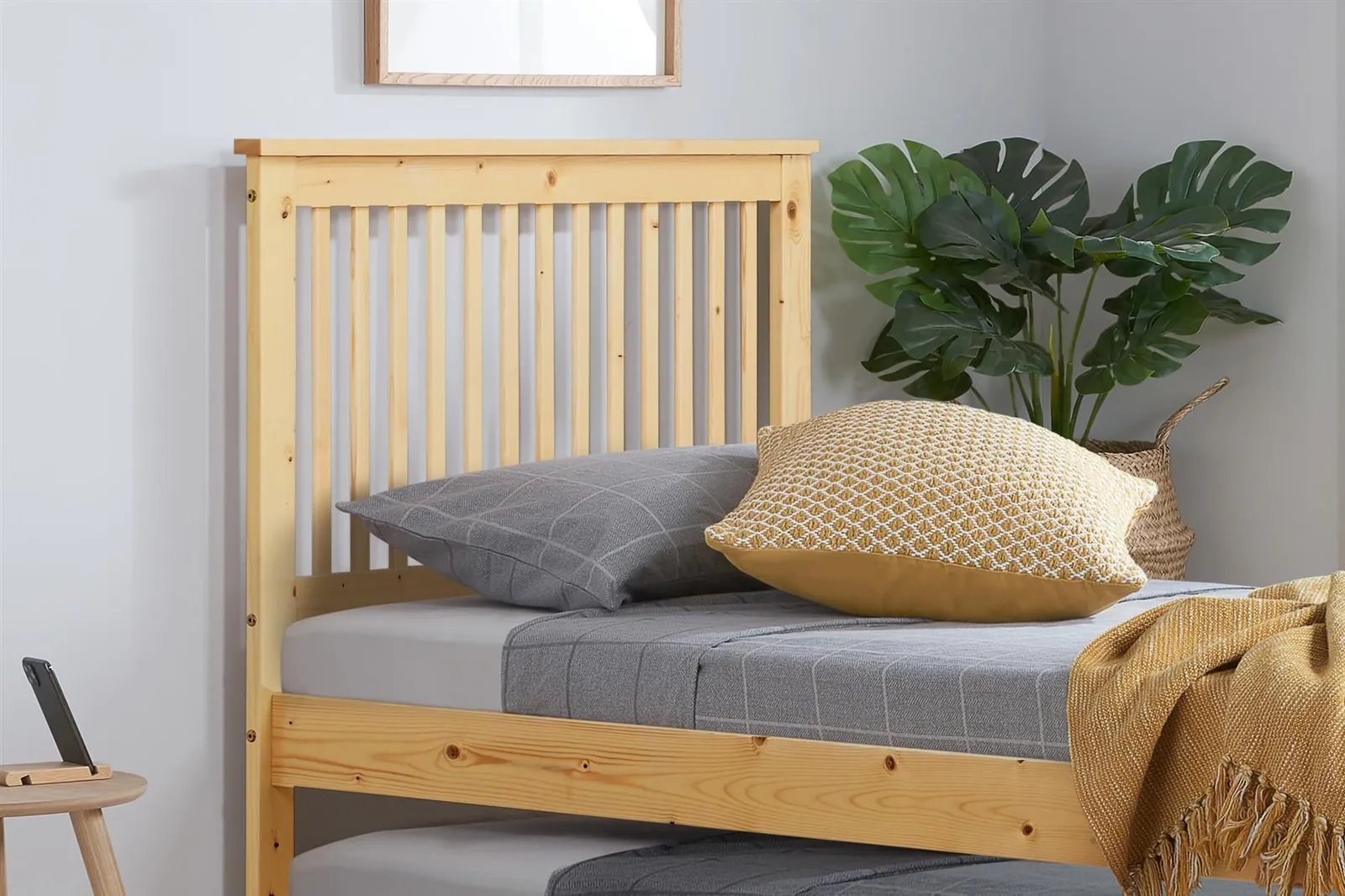 Birlea Buxton High End Single Guest Bed Pine Bundle with 2 Nimbus Mattresses in Brown 4