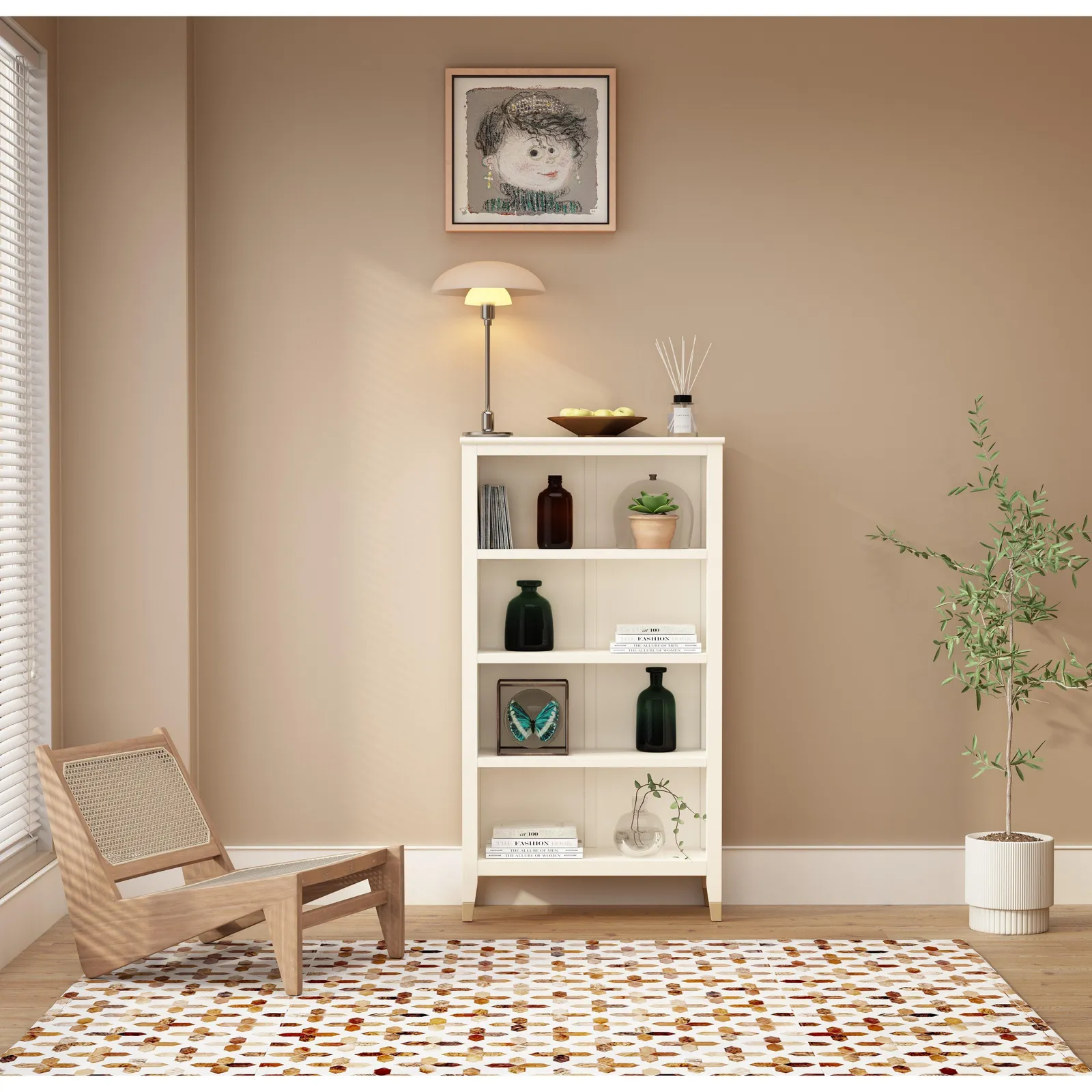 Cabinet Bits Palazzi 4 Tier Bookcase H127 W69 D25cm in Off-White 2
