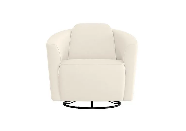 Ketty Leather Swivel Chair - Torello Bianco Puro - Sofas and Armchairs