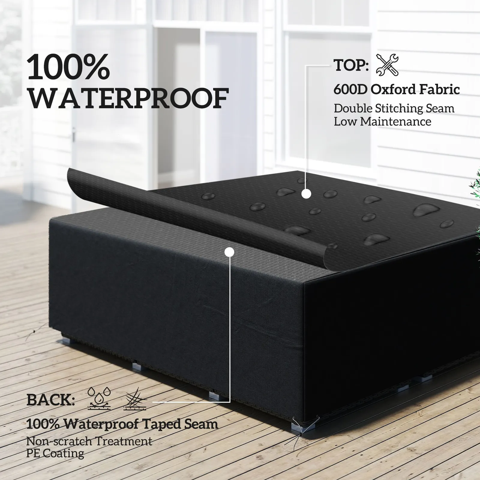 OUTSUNNY 225x210cm Outdoor Garden Furniture Protective Cover Black 5