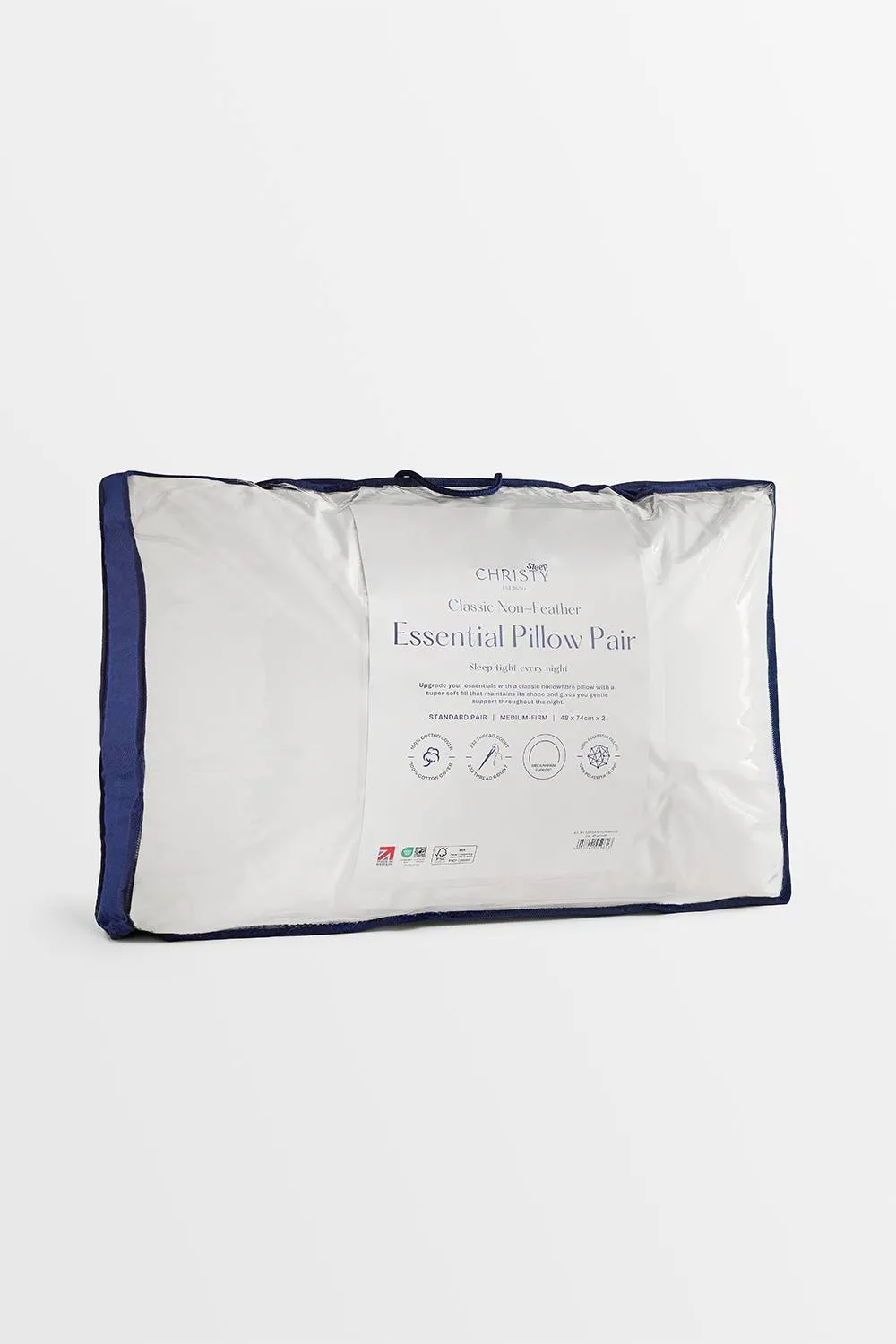 CHRISTY Classic Filled Hollowfibre Soft Medium Pillow Pair in White 3