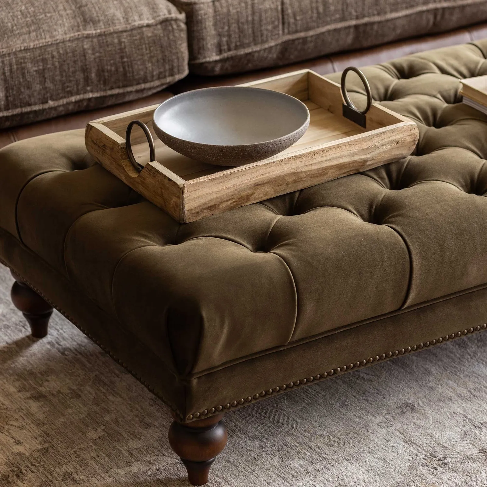 Ullswater Rectangular Footstool, Green Velvet | Barker & Stonehouse 4