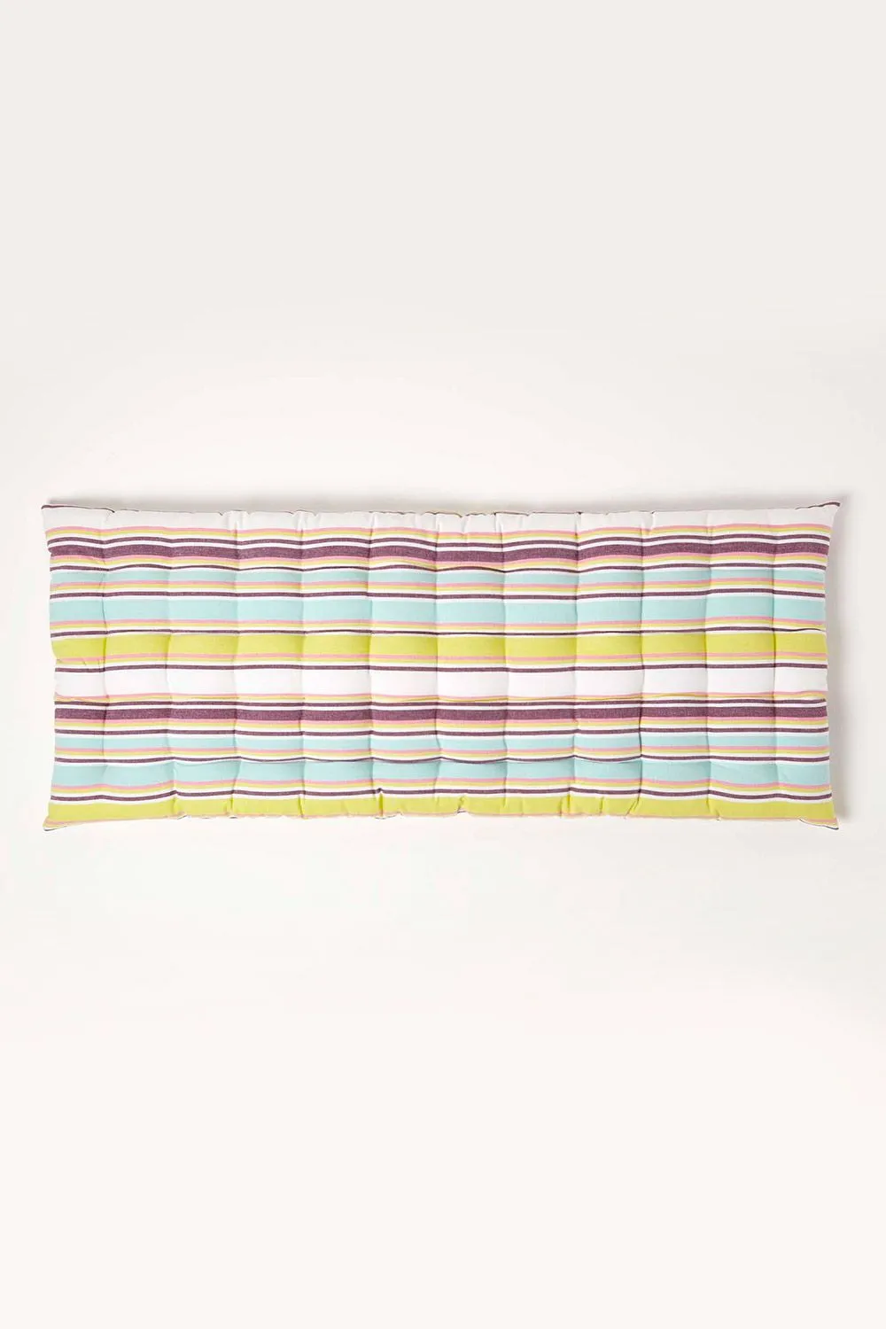 Homescapes Garden Bench Cushion Luxury 2 Seat Cotton Green Striped Indoor Outdoor Pad 3
