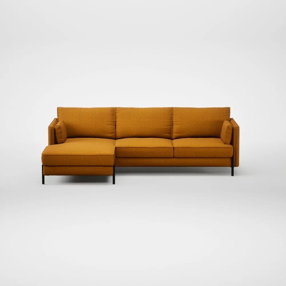 Heal's Tortona Left Hand Facing Chaise Sofa Loop Twill Ochre Black Feet 2