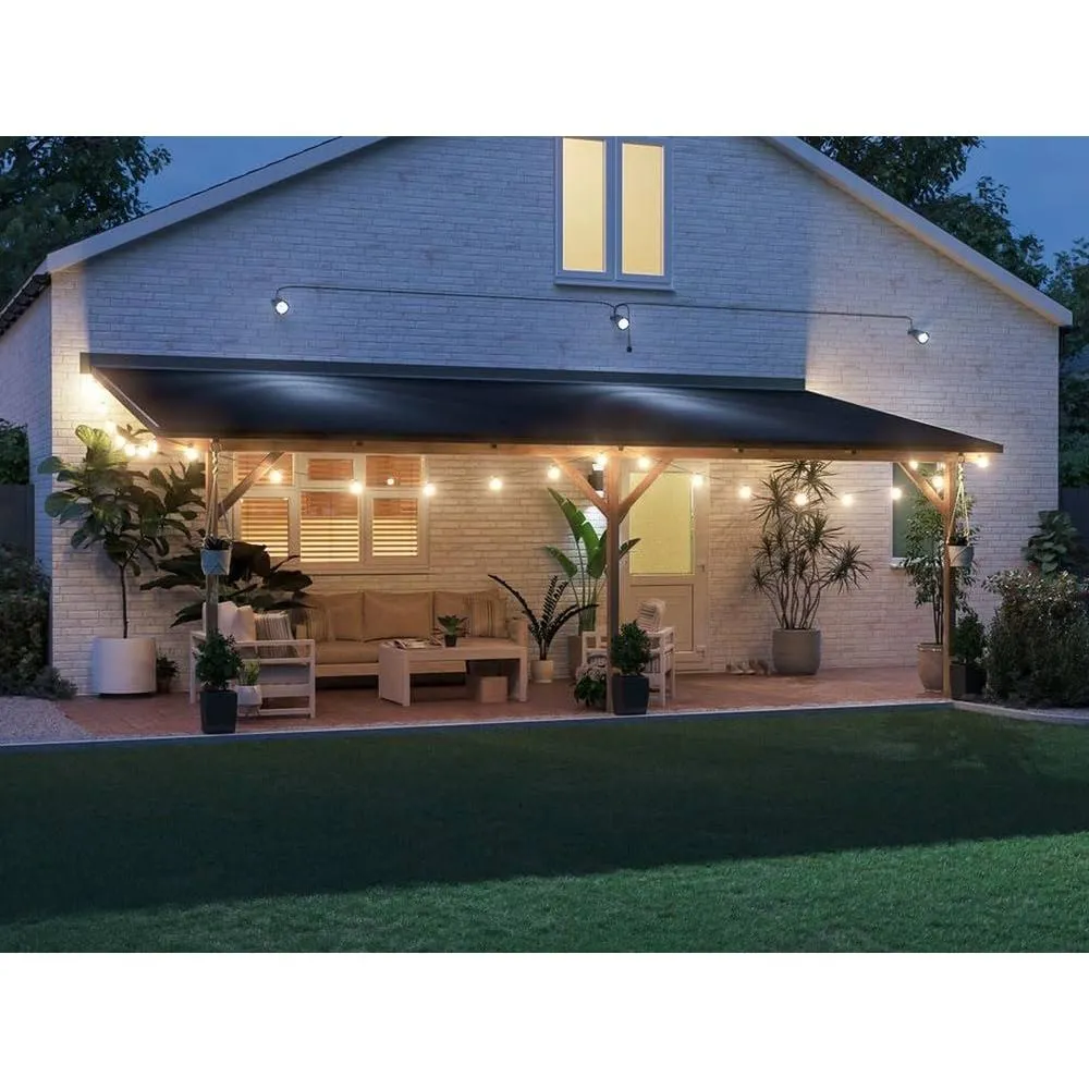 Dunster House Lean To Wooden Gazebo Wall Mounted 6m x 3m with Super Felt - Utopia in Brown 3