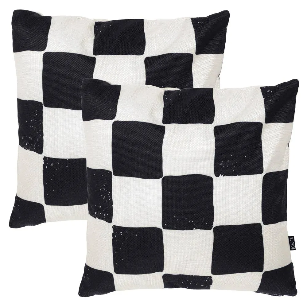 icon 2 Pack Cushion 43x43 Kyoto Fabric, Checkerboard Mono