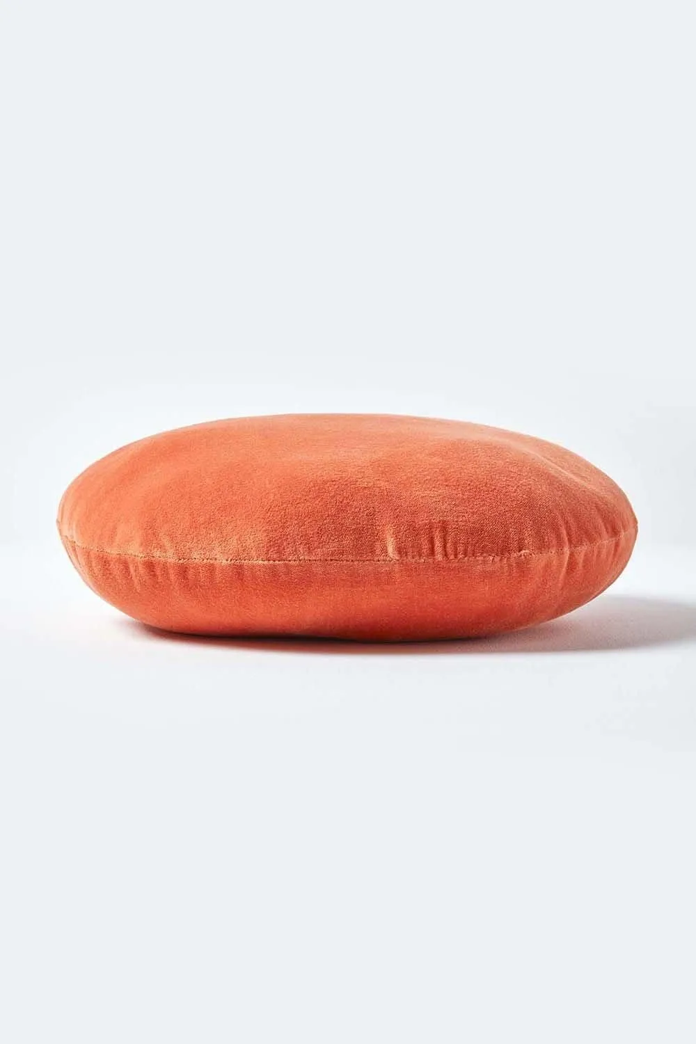 Homescapes Velvet Cushion, 40 cm Round in Burnt Orange 2