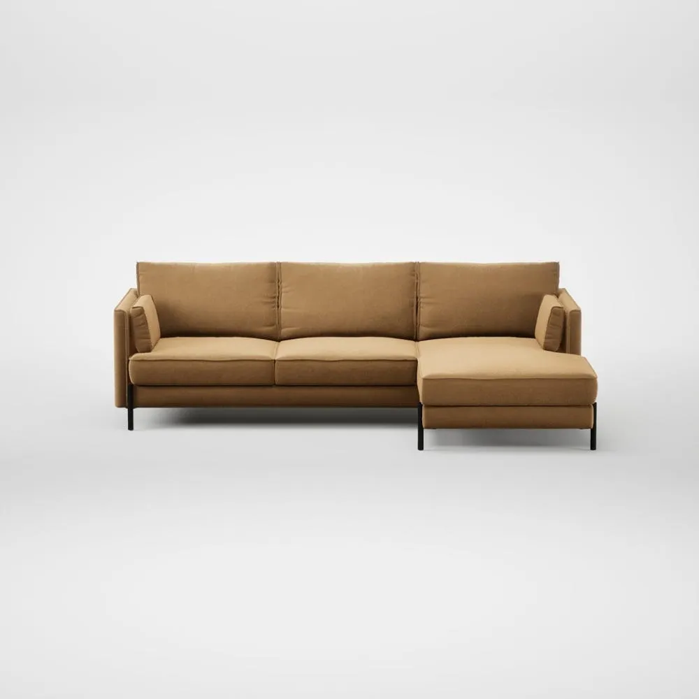 Heal's Tortona Right Hand Facing Corner Chaise Sofa Wool Velvet Camel Black Feet 2