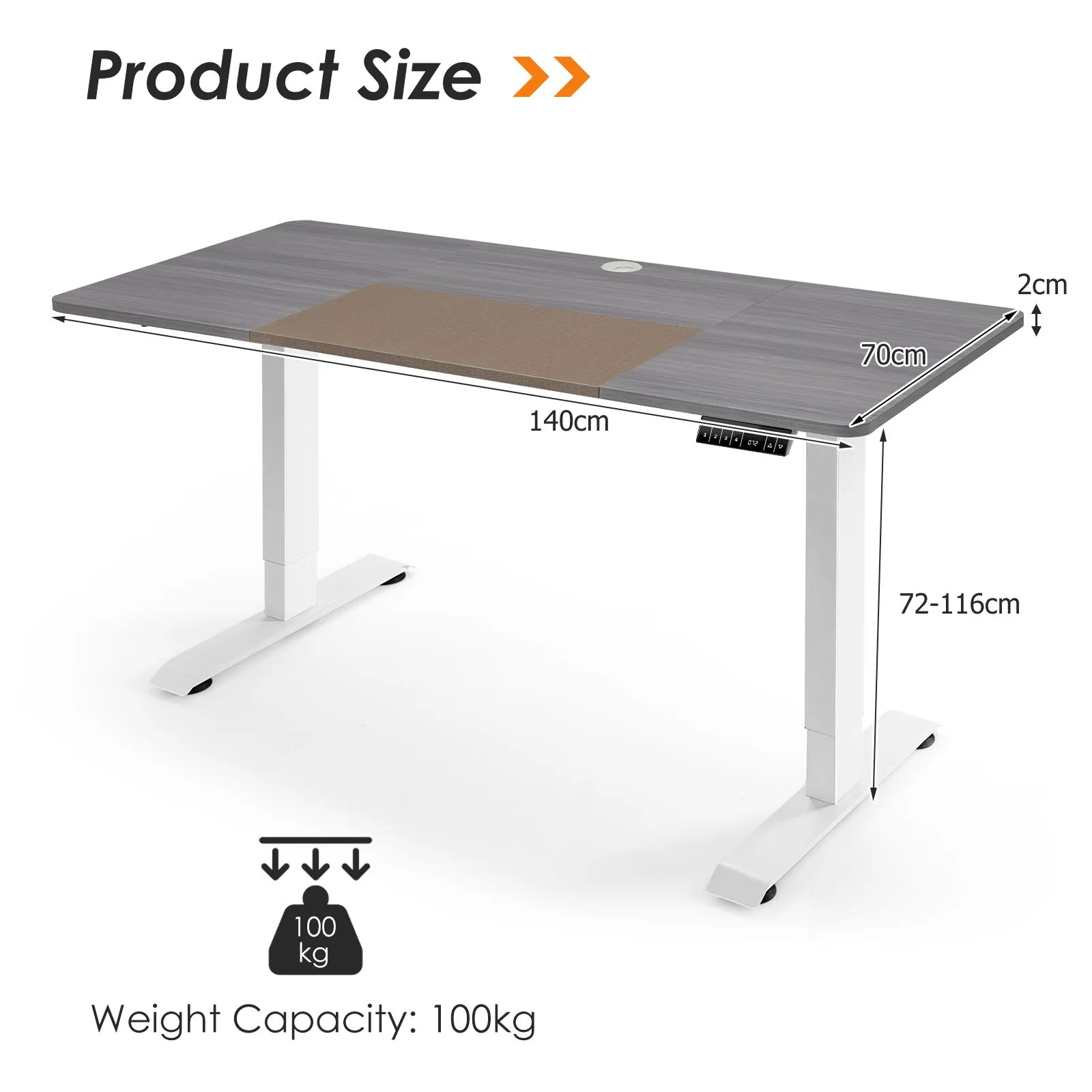Costway Electric Standing Desk Stand-up Ergonomic Computer Workstation w/ Smart Controller in Grey 2