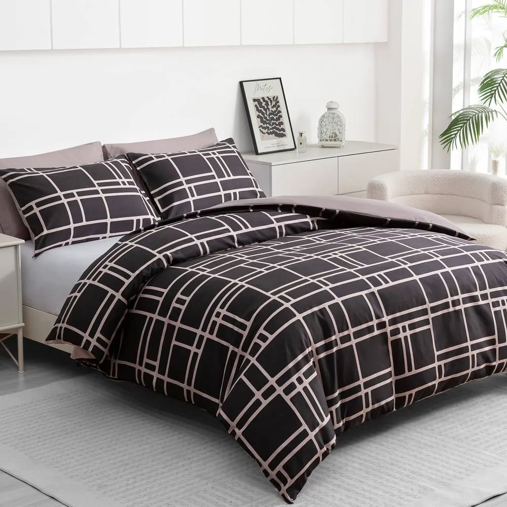 Grace Luxury Hypoallergenic King Size Duvet Cover with Matching Pillowcases in Light Brown