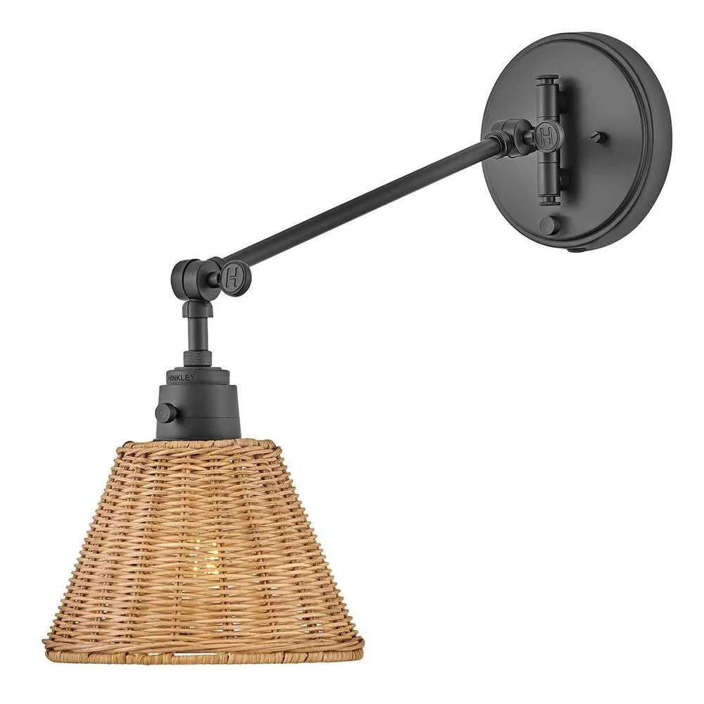 Netlighting Hinkley Arti Dome Wall Lamp Black Rattan Shade 1x E27 5