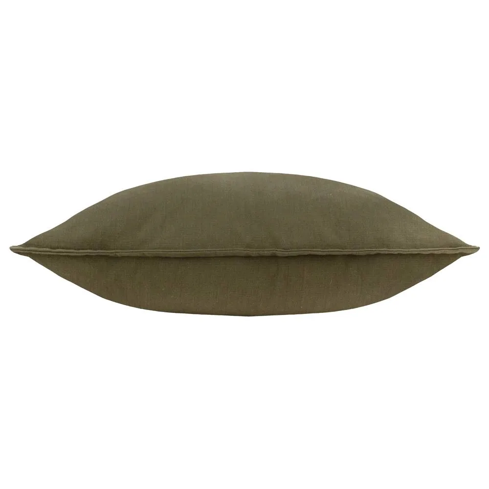 Yard Slub Cotton Cushion in Dark Green 3